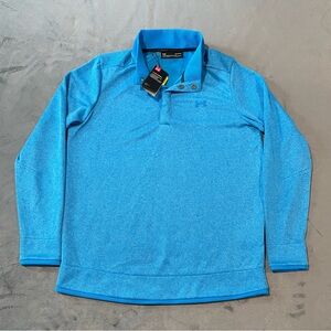 Under Armour Sweater Mens Large Blue Golf Storm Fleece Snap Mock Neck 1329832
